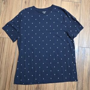 Old Navy Navy Anchor Print Soft Washed T Shirt Mens Size L Navy & White